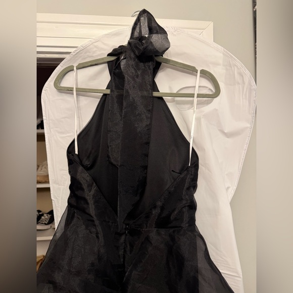 Lulus Black Organza Backless Tiered Formal Gown - M - Picture 12 of 13